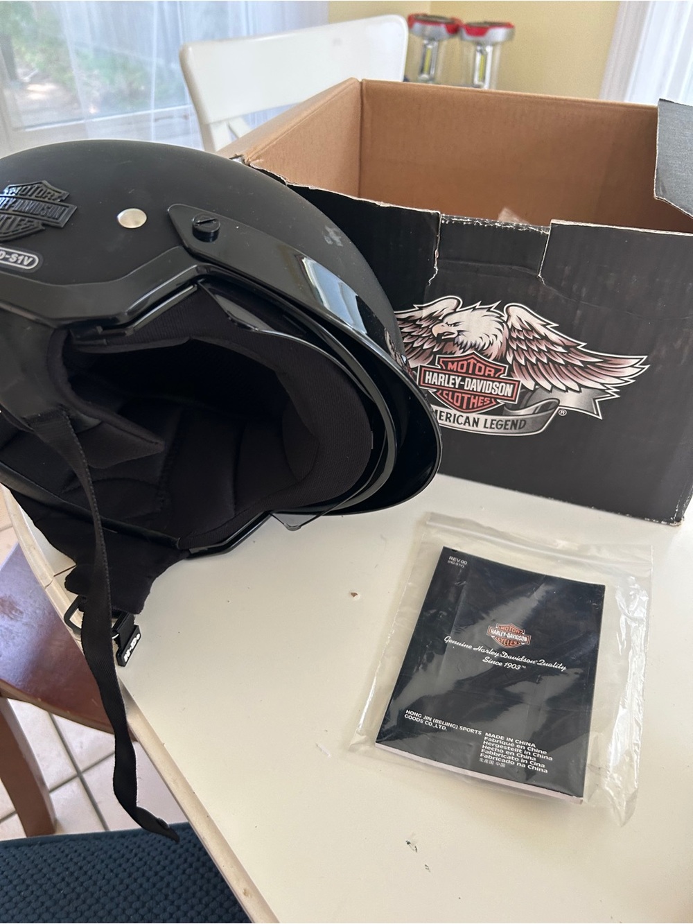 Harley-Davidson Glossy Black Half Helmet with Branded Packaging